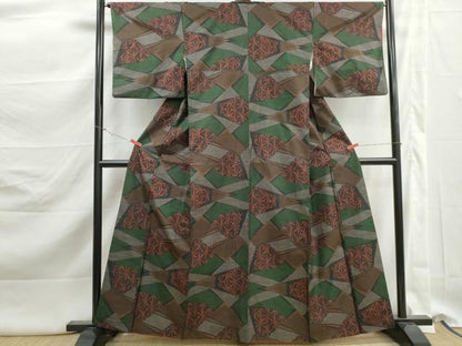 平和屋着物■本場大島紬　7マルキ　切嵌麻の葉文　正絹　逸品　DABK3155qa