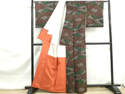 平和屋着物■本場大島紬　7マルキ　切嵌麻の葉文　正絹　逸品　DABK3155qa