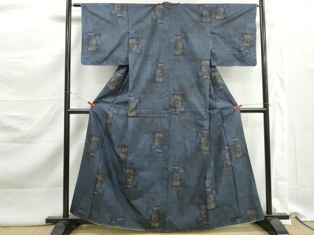 平和屋着物■本場大島紬　9マルキ　色紙草花文　正絹　逸品　DABK3157qa