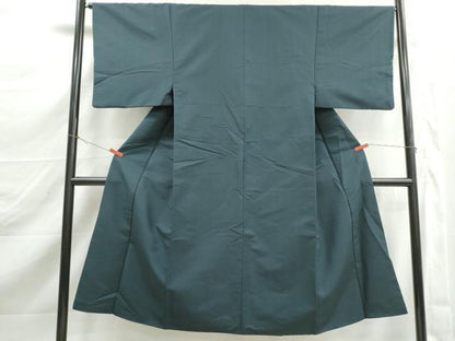 平和屋着物■男性　小紋　鹿の子地紋　高麗納戸色　正絹　逸品　DABK3159qa