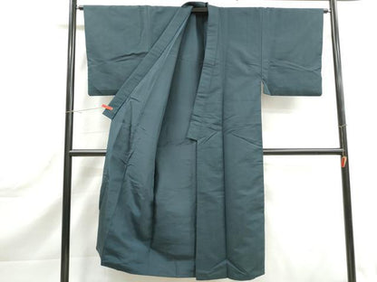 平和屋着物■男性　小紋　鹿の子地紋　高麗納戸色　正絹　逸品　DABK3159qa