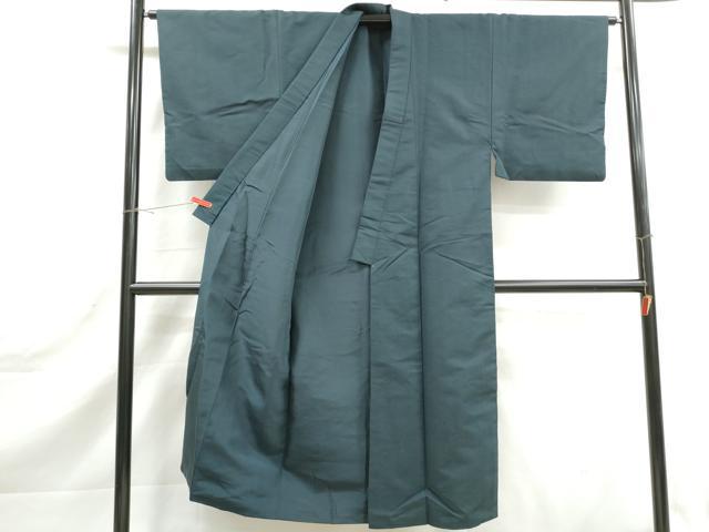 平和屋着物■男性　小紋　鹿の子地紋　高麗納戸色　正絹　逸品　DABK3159qa
