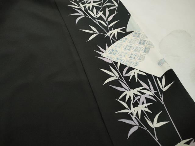 平和屋着物■豪華黒留袖　刺繍　地紙孔雀花文　牡丹　金糸　正絹　逸品　DABK3160qa