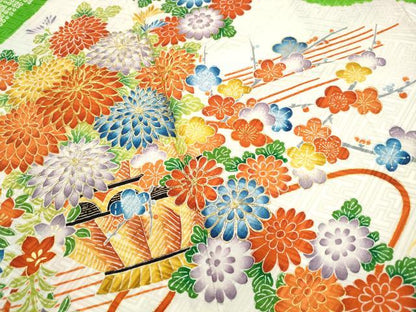 平和屋着物■豪華振袖　駒刺繍　絞り　花籠文　金彩　正絹　逸品　DABK3163qa