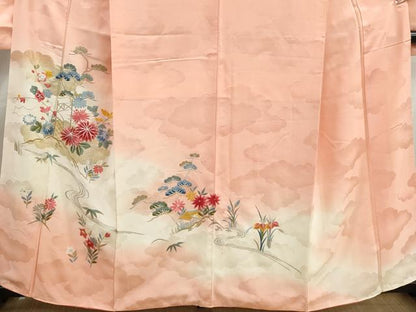 平和屋着物■豪華振袖　総刺繍　流水草花文　暈し染め　金銀糸　正絹　逸品　DABK3167qa
