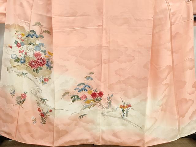 平和屋着物■豪華振袖　総刺繍　流水草花文　暈し染め　金銀糸　正絹　逸品　DABK3167qa