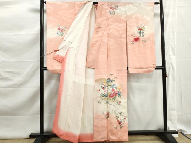 平和屋着物■豪華振袖　総刺繍　流水草花文　暈し染め　金銀糸　正絹　逸品　DABK3167qa