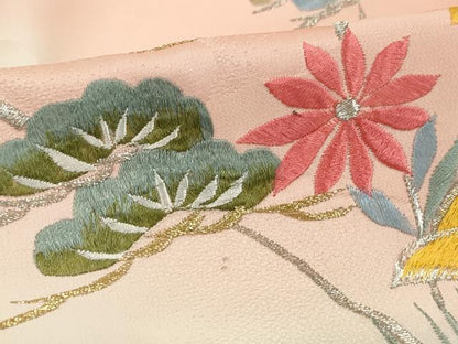 平和屋着物■豪華振袖　総刺繍　流水草花文　暈し染め　金銀糸　正絹　逸品　DABK3167qa