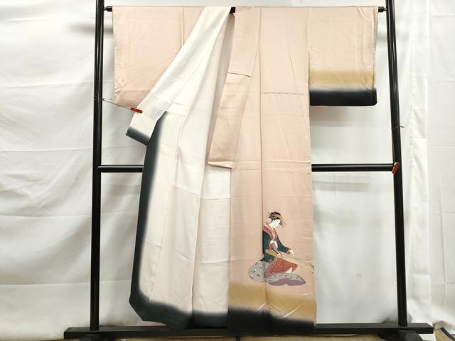 平和屋着物■訪問着　人物楽器文　暈し染め　正絹　逸品　DABK3173qa