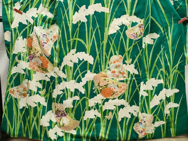 平和屋着物■豪華振袖　駒刺繍　草花文　金彩　正絹　逸品　DABK3175qa