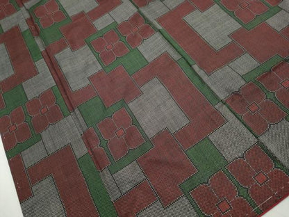 平和屋着物■本場大島紬　7マルキ　幾何学文　吉野坂重作　証紙付き　正絹　逸品　未使用　DABK3180qa