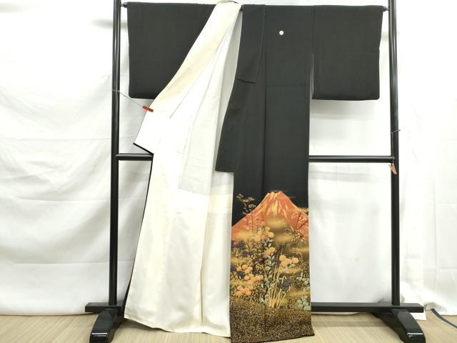 平和屋着物■豪華黒留袖　作家物　風景花文　暈し染め　金彩　正絹　逸品　DABK3185qa