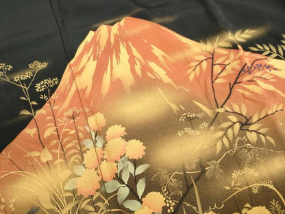 平和屋着物■豪華黒留袖　作家物　風景花文　暈し染め　金彩　正絹　逸品　DABK3185qa