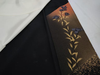 平和屋着物■豪華黒留袖　作家物　風景花文　暈し染め　金彩　正絹　逸品　DABK3185qa