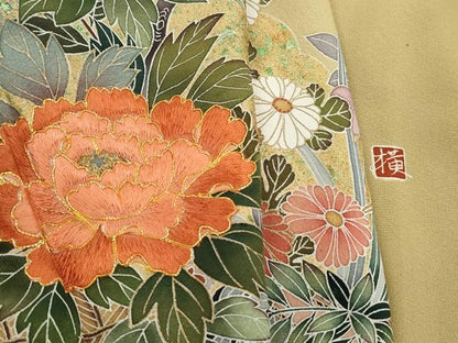 平和屋着物■豪華色留袖　作家物　駒刺繍　花車文　金彩　正絹　逸品　DABK3189qa