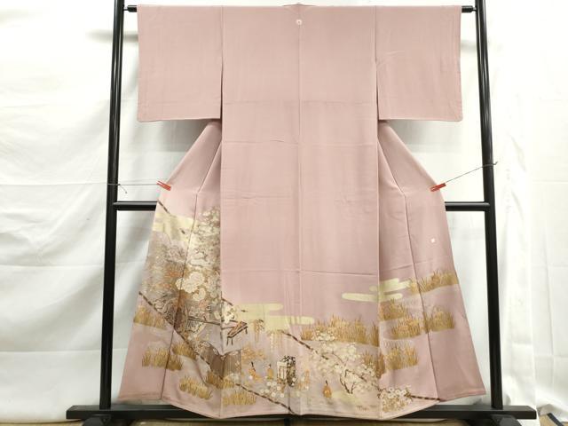 平和屋着物■豪華色留袖　泰常　人物花車文　金彩　正絹　逸品　DABK3191qa