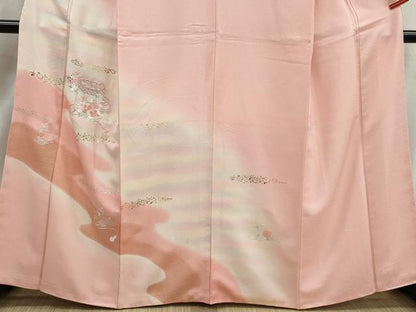 平和屋着物■訪問着　刺繍　貝桶花文　暈し染め　金銀彩　正絹　逸品　DABK3193qa