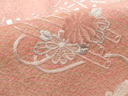 平和屋着物■訪問着　刺繍　貝桶花文　暈し染め　金銀彩　正絹　逸品　DABK3193qa