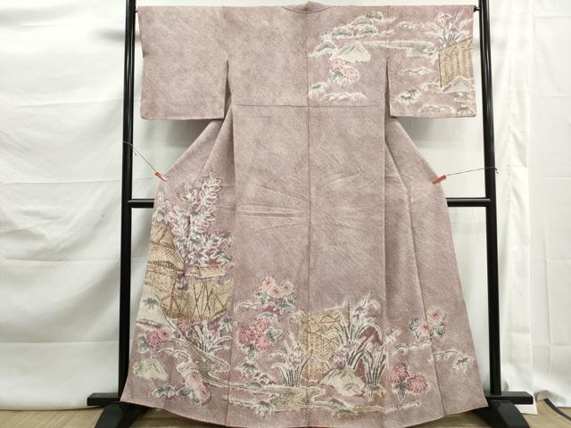 平和屋着物■訪問着　総絞り　風景花文　正絹　逸品　DABK3196qa