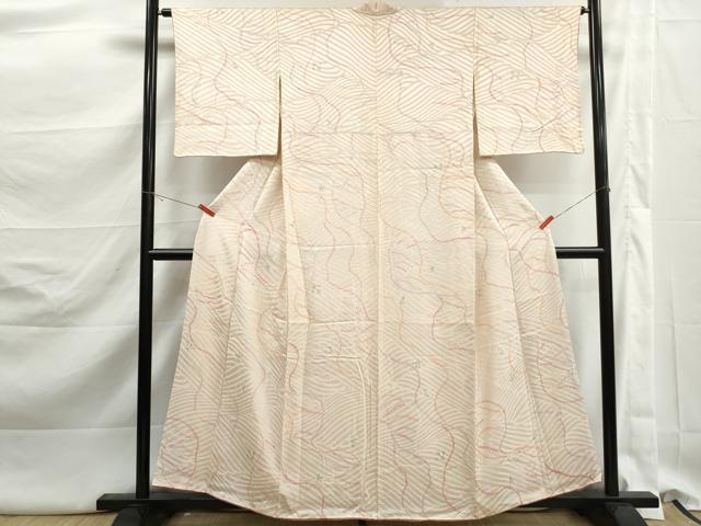 平和屋着物■上質な小紋　絞り　よろけ縞花文　やまと誂製　正絹　逸品　DABK3198qa
