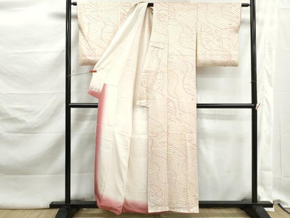 平和屋着物■上質な小紋　絞り　よろけ縞花文　やまと誂製　正絹　逸品　DABK3198qa