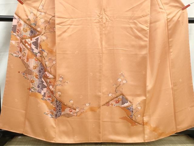 平和屋着物■訪問着　風景花文　暈し染め　金彩　正絹　逸品　DABK3200qa