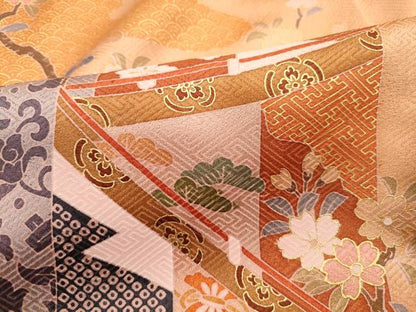 平和屋着物■訪問着　風景花文　暈し染め　金彩　正絹　逸品　DABK3200qa