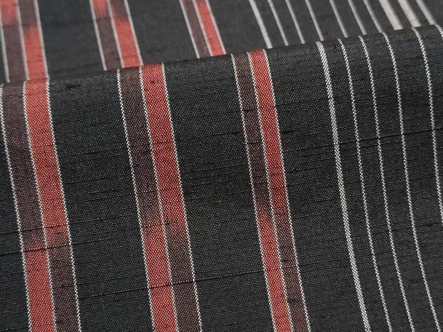 平和屋着物■上質な紬　間道　黒地　正絹　逸品　DABK3204qa