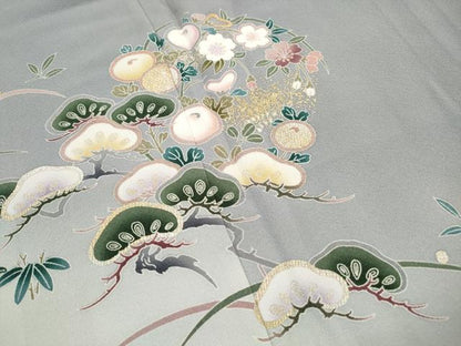 平和屋着物■豪華色留袖　草花文　松竹梅　暈し染め　金彩　正絹　逸品　DABK3206qa