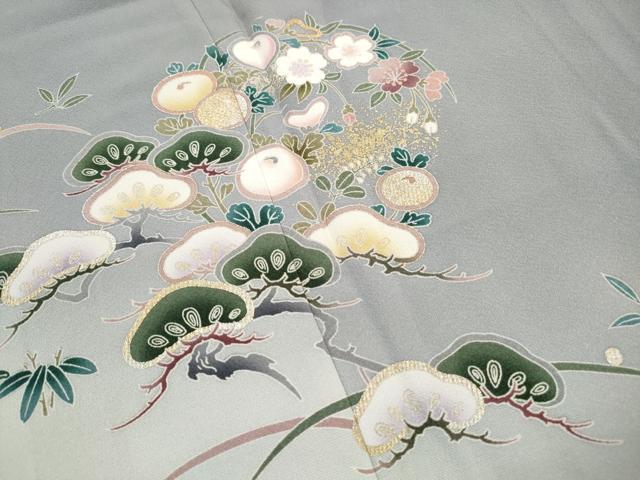 平和屋着物■豪華色留袖　草花文　松竹梅　暈し染め　金彩　正絹　逸品　DABK3206qa