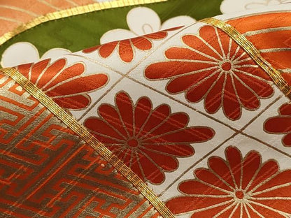 平和屋着物■豪華振袖　駒刺繍　立波吉祥花文　金彩　正絹　逸品　DABK3207qa