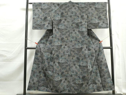 平和屋着物■上質な紬　草花文　正絹　逸品　DABK3210qa