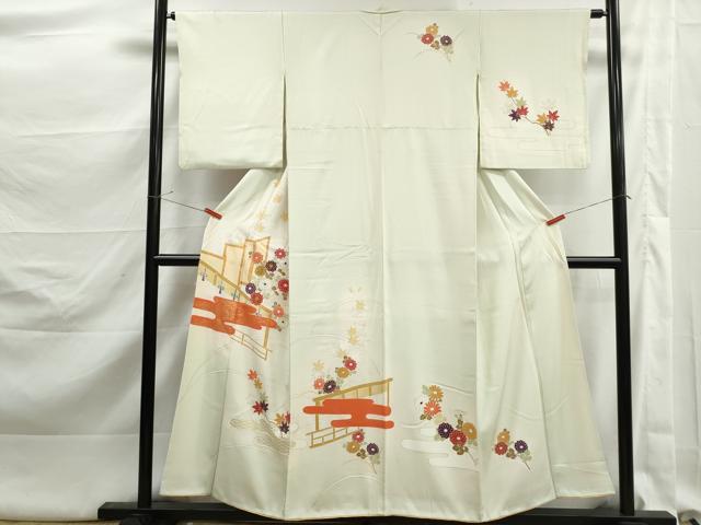 平和屋着物■訪問着　駒刺繍　エ霞花文　暈し染め　金彩　正絹　逸品　DABK3212qa