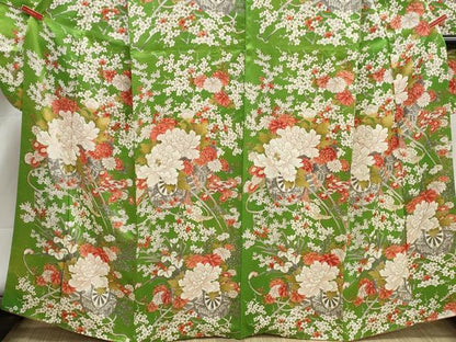 平和屋着物■豪華振袖　花車文　金彩　正絹　逸品　DABK3214qa