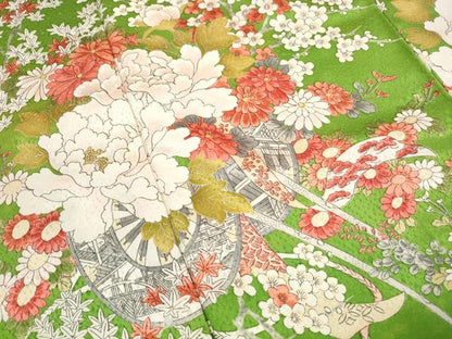平和屋着物■豪華振袖　花車文　金彩　正絹　逸品　DABK3214qa