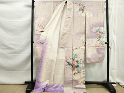 平和屋着物■豪華振袖　駒刺繍　絞り　花車文　牡丹　金彩　正絹　逸品　DABK3218qa