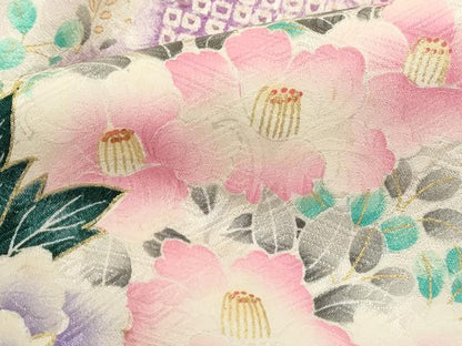 平和屋着物■豪華振袖　駒刺繍　絞り　花車文　牡丹　金彩　正絹　逸品　DABK3218qa