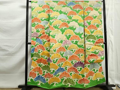 平和屋着物■豪華振袖　駒刺繍　枝松尽くし文　金彩　正絹　逸品　DABK3219qa