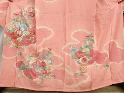 平和屋着物■豪華振袖　総刺繍　雲取り花文　暈し染め　金銀糸　正絹　逸品　DABK3221qa