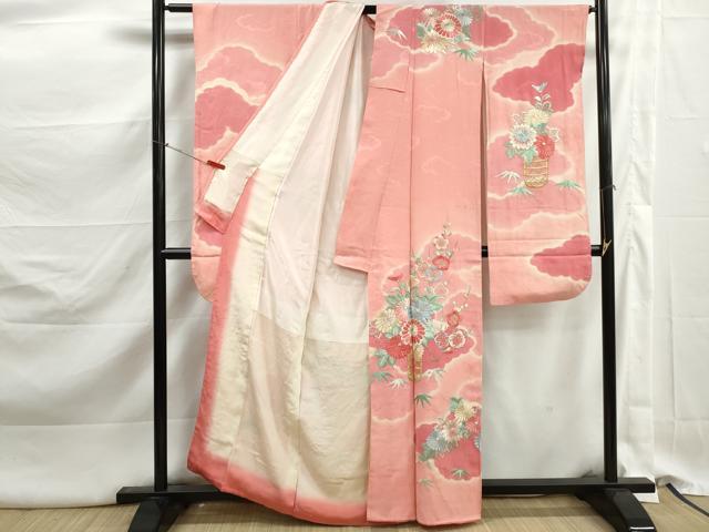 平和屋着物■豪華振袖　総刺繍　雲取り花文　暈し染め　金銀糸　正絹　逸品　DABK3221qa