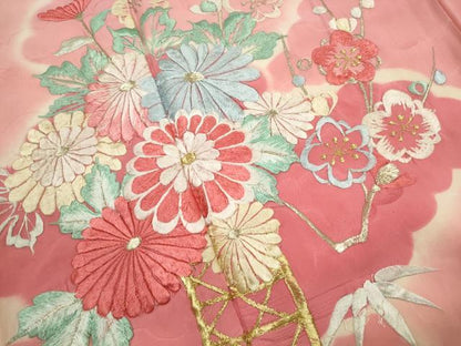平和屋着物■豪華振袖　総刺繍　雲取り花文　暈し染め　金銀糸　正絹　逸品　DABK3221qa