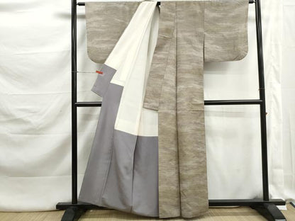 平和屋着物■上質な紬　横段文　正絹　逸品　DABK3222qa