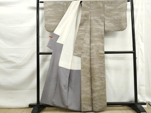 平和屋着物■上質な紬　横段文　正絹　逸品　DABK3222qa