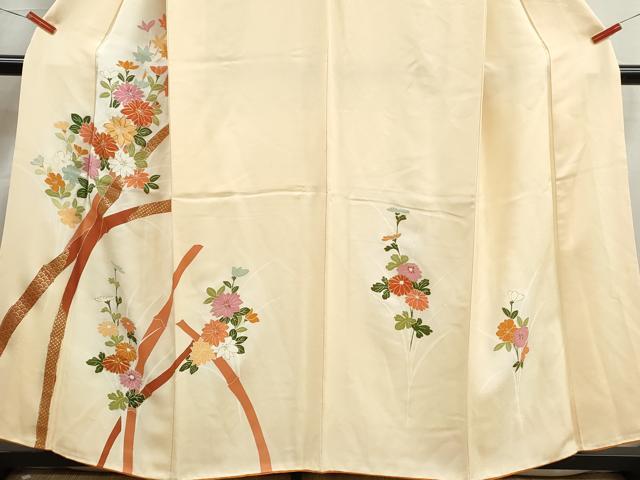平和屋着物■訪問着　駒刺繍　草花文　鬘帯　金彩　正絹　逸品　DABK3224qa