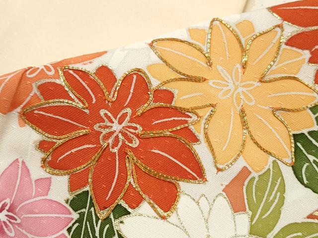 平和屋着物■訪問着　駒刺繍　草花文　鬘帯　金彩　正絹　逸品　DABK3224qa