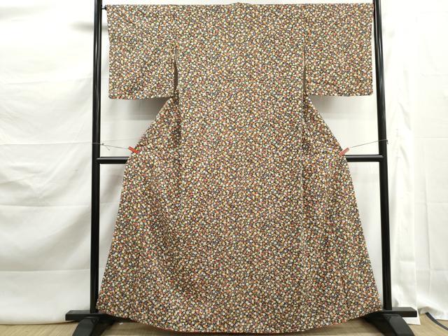 平和屋着物■上質な小紋　梅尽くし　黒地　正絹　逸品　DABK3226qa