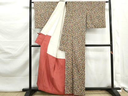 平和屋着物■上質な小紋　梅尽くし　黒地　正絹　逸品　DABK3226qa