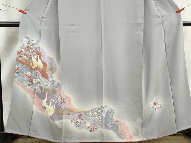 平和屋着物■上質な小紋　道長風景花文　白鷺　暈し染め　金彩　正絹　逸品　DABK3229qa