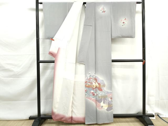 平和屋着物■上質な小紋　道長風景花文　白鷺　暈し染め　金彩　正絹　逸品　DABK3229qa