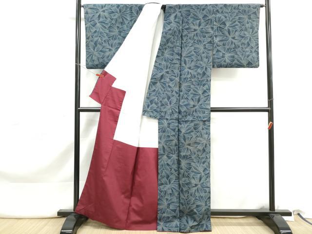 平和屋着物■上質な紬　抽象花文　正絹　逸品　DABK3231qa